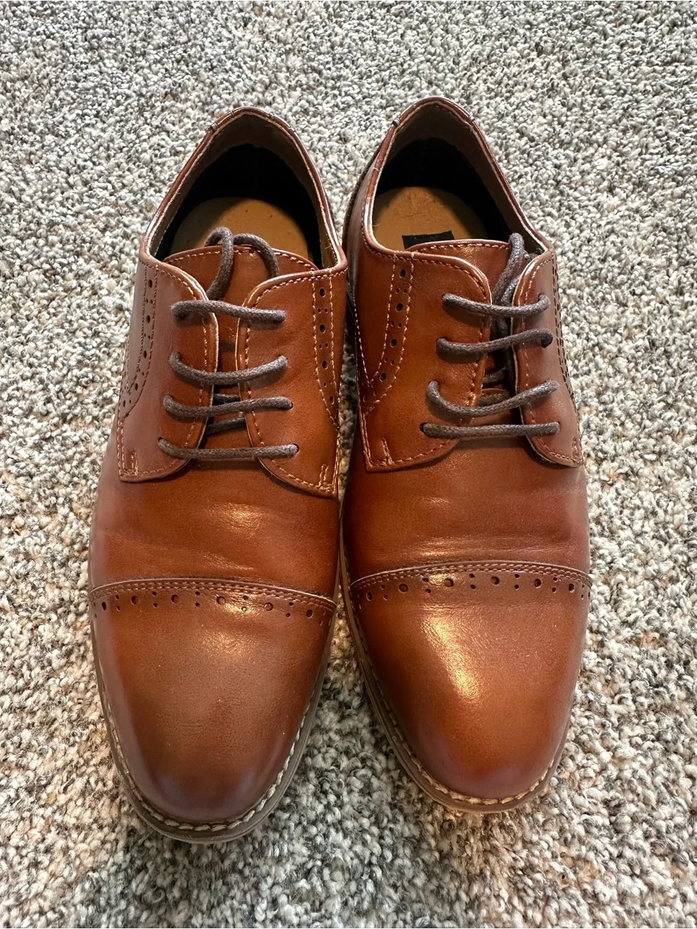 Men's Brown Leather Cap-Toe Oxfords